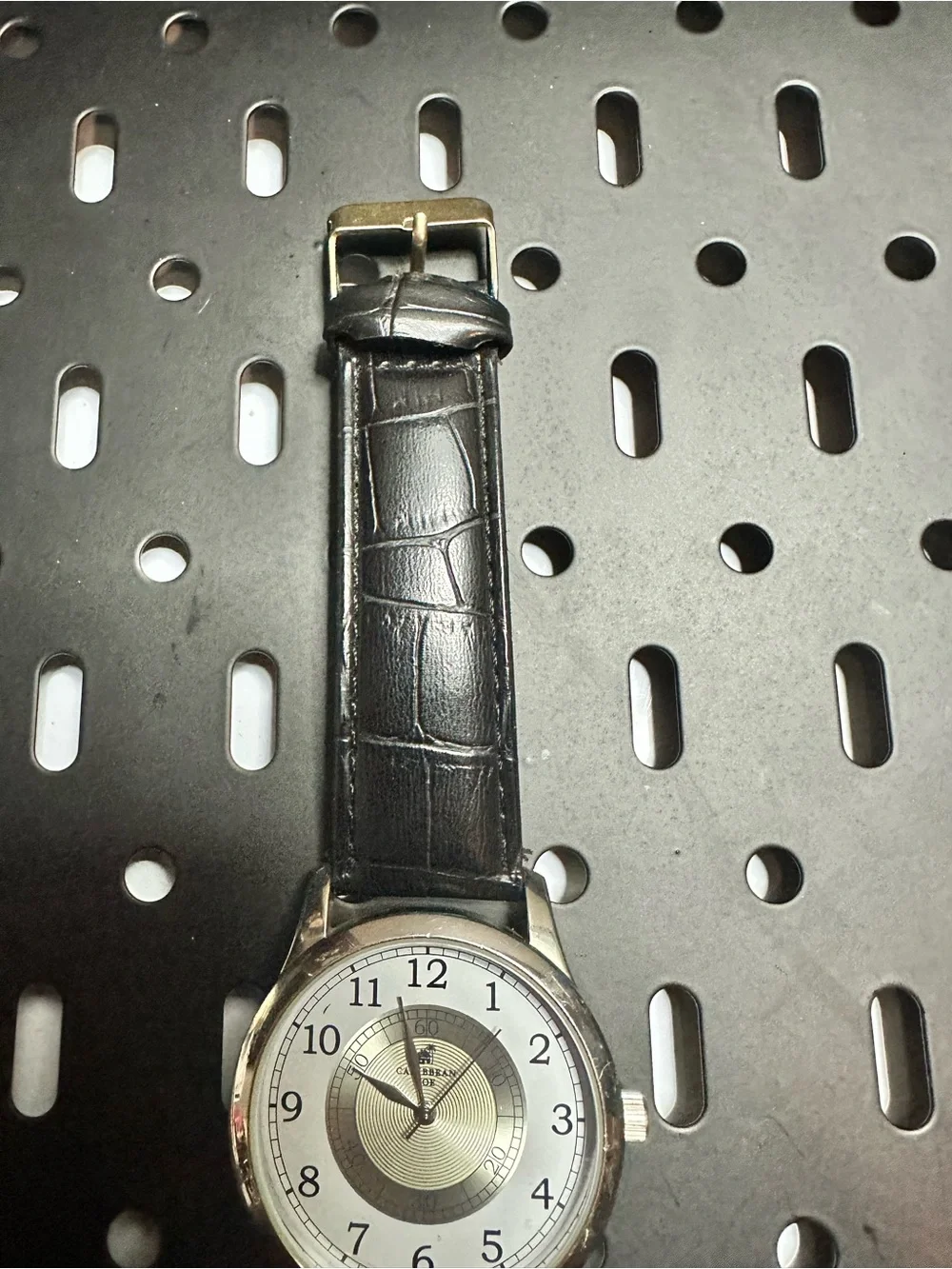 Caribbean Joe Silver and Gold-Tone Men's Dress Watch with Black Strap